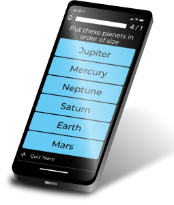 SpeedQuizzing multiple-choice question displayed on a mobile phone